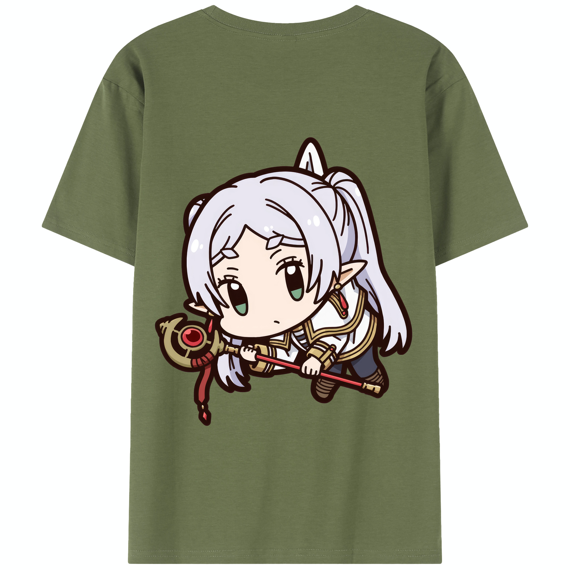 （画像用） 葬送のフリーレン Frieren 綿100％半袖Tシャツ（背面プリント）